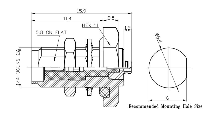 SMA Female to UFL connector, 15.9 length